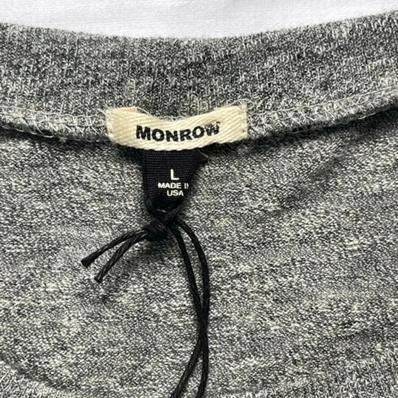 Monrow Women’s Size Large Gray Black Polka Dot Short Sleeve Crewneck T-shirt - Picture 8 of 10